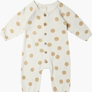 Quincy Mae Cream and Tan Polka Dot Footie